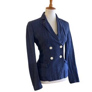 Max Studio Lightweight Blue Linen Blazer Size 2